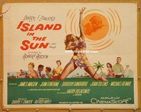 y245 ISLAND IN THE SUN half-sheet movie poster '57 James Mason, Fontaine