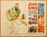 y250 IT'S ONLY MONEY half-sheet movie poster '62 Jerry Lewis, O'Brien