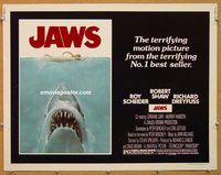 y253 JAWS half-sheet movie poster '75 Steven Spielberg classic shark!