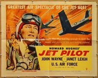 y255 JET PILOT style A half-sheet movie poster '57 John Wayne, Cold War!