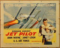 y256 JET PILOT style B half-sheet movie poster '57 John Wayne, Cold War!