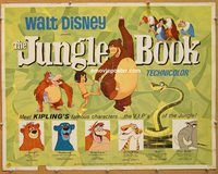 y259 JUNGLE BOOK half-sheet movie poster '67 Walt Disney classic!