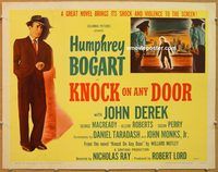 y262 KNOCK ON ANY DOOR half-sheet movie poster R59 Humphrey Bogart, Derek