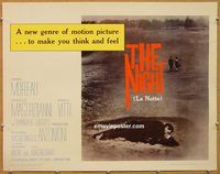 y263 LA NOTTE half-sheet movie poster '61 Antonioni, Marcello Mastroianni
