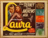 y269 LAURA half-sheet movie poster R52 Gene Tierney, Dana Andrews