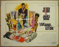 y284 LIVE & LET DIE West hemi half-sheet movie poster '73 Moore as Bond!