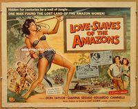 y291 LOVE-SLAVES OF THE AMAZONS half-sheet movie poster '57 super sexy!