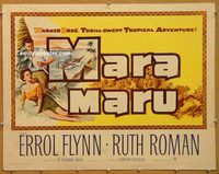 y298 MARA MARU half-sheet movie poster '52 Errol Flynn, Ruth Roman