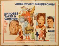 y316 MR HOBBS TAKES A VACATION half-sheet movie poster '62 Jimmy Stewart