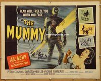 y317 MUMMY half-sheet movie poster '59 Peter Cushing, Christopher Lee