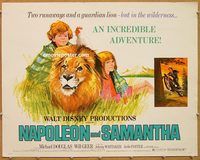 y321 NAPOLEON & SAMANTHA half-sheet movie poster '72 Walt Disney, lion!