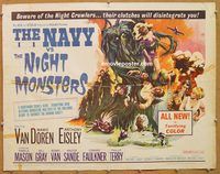 y322 NAVY VS THE NIGHT MONSTERS half-sheet movie poster '66 horror!