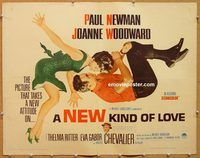 y325 NEW KIND OF LOVE half-sheet movie poster '63 Paul Newman, Woodward