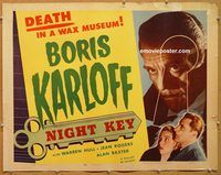 y327 NIGHT KEY half-sheet movie poster R54 Boris Karloff, Warren Hull
