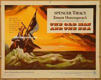 y343 OLD MAN & THE SEA half-sheet movie poster '58 Spencer Tracy, Hemingway