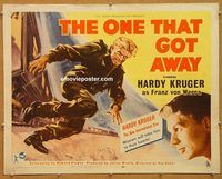 y348 ONE THAT GOT AWAY half-sheet movie poster '58 Hardy Kruger, WWII!