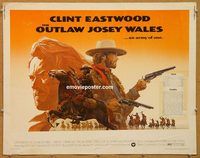 y357 OUTLAW JOSEY WALES half-sheet movie poster '76 Clint Eastwood