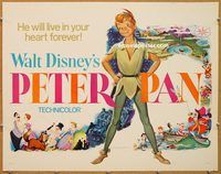 y370 PETER PAN half-sheet movie poster R76 Walt Disney classic!