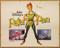 y371 PETER PAN half-sheet movie poster R82 Walt Disney classic!