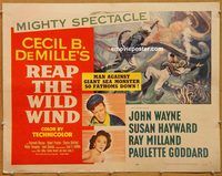 y389 REAP THE WILD WIND half-sheet movie poster R54 John Wayne, Milland