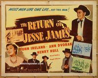 y394 RETURN OF JESSE JAMES half-sheet movie poster '50 John Ireland