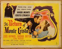 y395 RETURN OF MONTE CRISTO half-sheet movie poster '46 Louis Hayward