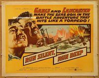 y404 RUN SILENT, RUN DEEP half-sheet movie poster '58 Gable, Lancaster