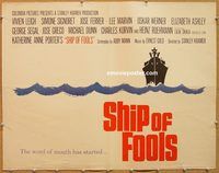y418 SHIP OF FOOLS half-sheet movie poster '65 Vivien Leigh, Signoret