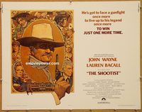 y419 SHOOTIST half-sheet movie poster '76 John Wayne, Amsel artwork!