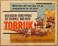 y466 TOBRUK half-sheet movie poster '67 Rock Hudson, George Peppard