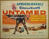 y485 UNTAMED half-sheet movie poster '55 Tyrone Power, Susan Hayward