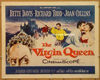 y491 VIRGIN QUEEN half-sheet movie poster '55 Bette Davis, Richard Todd
