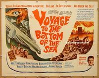y496a VOYAGE TO THE BOTTOM OF THE SEA half-sheet movie poster '61 Pidgeon
