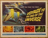 y496b VOYAGE TO THE END OF THE UNIVERSE half-sheet movie poster '64 sci-fi!