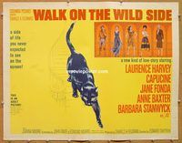y499 WALK ON THE WILD SIDE half-sheet movie poster '62 Jane Fonda, Harvey