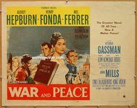 y500 WAR & PEACE half-sheet movie poster '56 Audrey Hepburn, Fonda