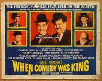 y507 WHEN COMEDY WAS KING half-sheet movie poster '60 Chaplin, Keaton