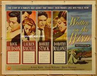 y516 WRITTEN ON THE WIND style A half-sheet movie poster '56 Hudson, Bacall