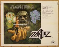 y527 ZARDOZ half-sheet movie poster '74 Sean Connery sci-fi fantasy!