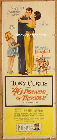 w044 40 POUNDS OF TROUBLE insert movie poster '63 Curtis, Pleshette