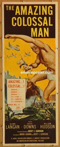 w057b AMAZING COLOSSAL MAN insert movie poster '57 Bert I. Gordon