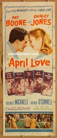 w066 APRIL LOVE insert movie poster '57 Pat Boone, Shirley Jones