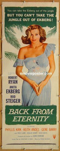 w076 BACK FROM ETERNITY insert movie poster '56 ooh that Anita Ekberg!