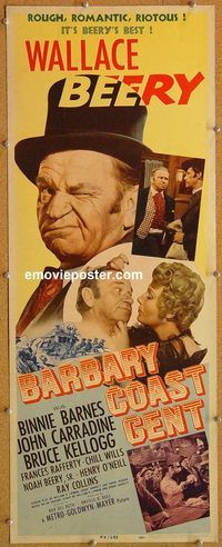 w082 BARBARY COAST GENT insert movie poster '44 Wallace Beery