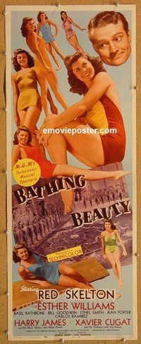 w083 BATHING BEAUTY insert movie poster '44 Red Skelton, Williams