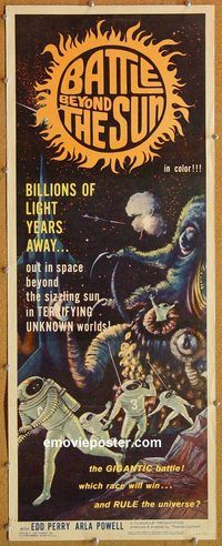 w084 BATTLE BEYOND THE SUN insert movie poster '62 Russian sci-fi