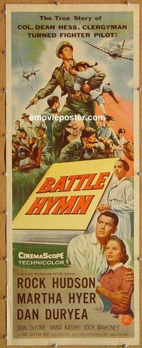 w086a BATTLE HYMN insert movie poster '57 Rock Hudson, Martha Hyer