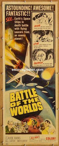 w086b BATTLE OF THE WORLDS insert movie poster '61 Claude Rains