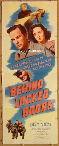 w090 BEHIND LOCKED DOORS insert movie poster '48 Boetticher
