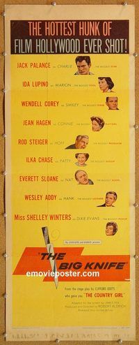 w098 BIG KNIFE insert movie poster '55 Jack Palance, Ida Lupino